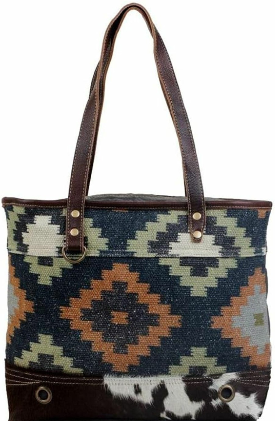 Myra Bag Myra Bag Go Trendy Tote Bag Upcycled Cotton & Leather S-2807 Shoulder Handbags