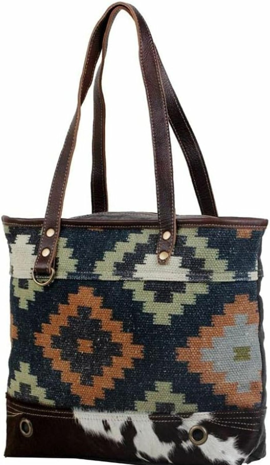 Myra Bag Myra Bag Go Trendy Tote Bag Upcycled Cotton & Leather S-2807 Shoulder Handbags