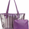 MICOM 2 In 1 Semi Clear Purse Beach Tote Bags Large Work Shoulder Bag With Interior Pouch Shoulder Handbags