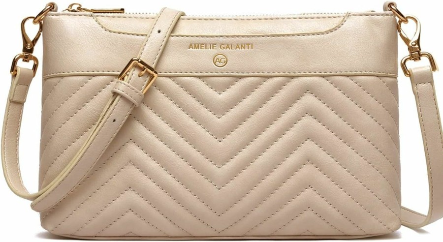 AMELIE GALANTI Amelie Galanti Small Medium Size Crossbody Bag Purse For Women,Leather Shoulder Handbag With Adjustable Strap Shoulder Handbags