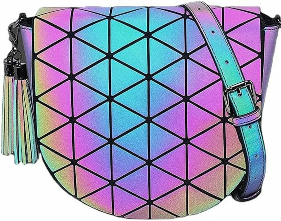 Chic Boutique De Mode Chic Boutique De Mode Geometric Luminous Purses Handbags Holographic Crossbody Shoulder Bag Shoulder Handbags