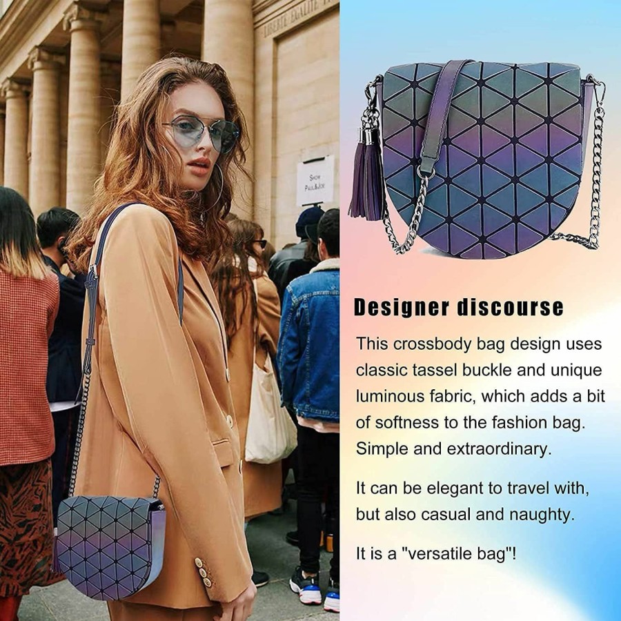 Chic Boutique De Mode Chic Boutique De Mode Geometric Luminous Purses Handbags Holographic Crossbody Shoulder Bag Shoulder Handbags