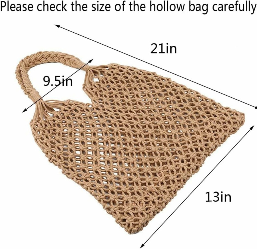 Hixixi Hixixi Cotton Rope Travel Beach Fishing Net Handbag Shopping Woven Shoulder Bag For Women Girls Shoulder Handbags