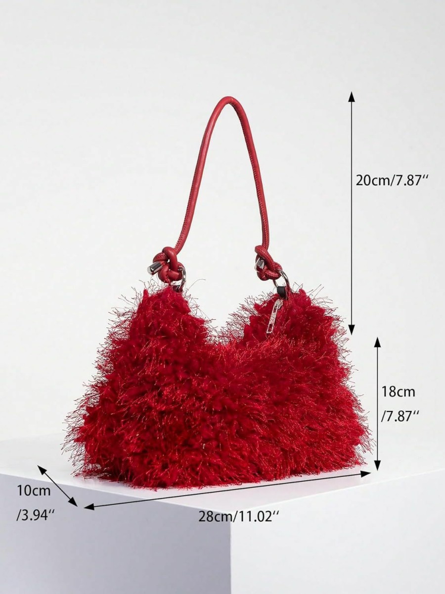 Verdusa Verdusa Women'S Fluffy Faux Fur Underarm Bags Fuzzy Shoulder Bag Plush Purse Shoulder Handbags