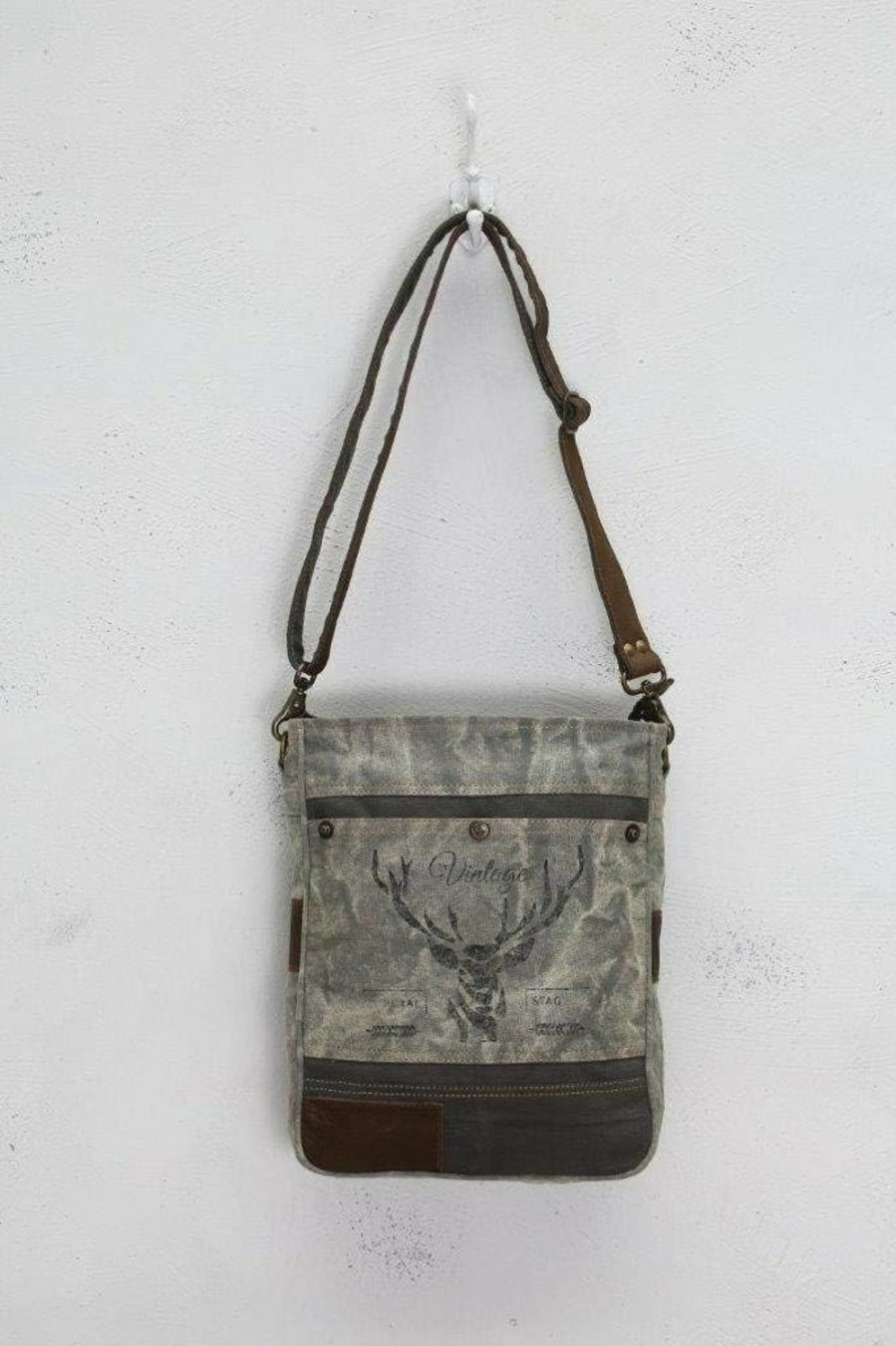 Myra Bag Myra Bag Royal Stag Vintage Upcycled Canvas Shoulder Bag S-0715 Shoulder Handbags