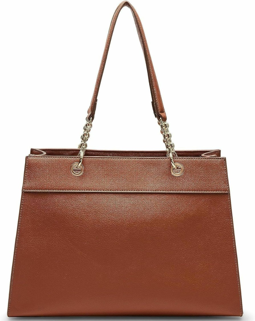 Anne Klein Anne Klein Tote With Ak Bevel Logo, Chestnut Shoulder Handbags