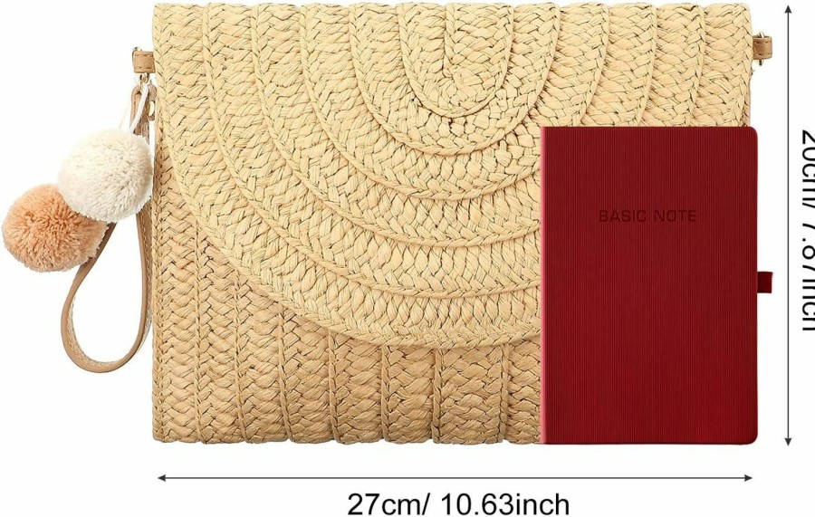 Frienda Frienda Straw Shoulder Bag Clutch Straw Crossbody Bag Beach Straw Handmade Bag Woven Rattan Bag For Women Envelope Wallet Shoulder Handbags