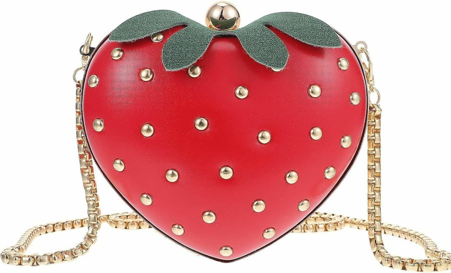 TENDYCOCO Tendycoco Strawberry Purse Strawberry Bag Leather Chain Purse Fruit Shoulder Bag Strawberry Accessories Kawaii Purse For Girls Lady Women Shoulder Handbags