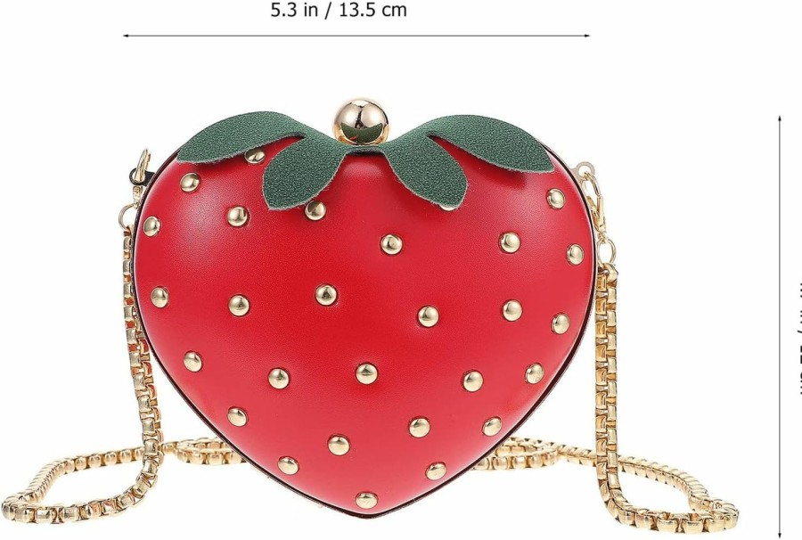 TENDYCOCO Tendycoco Strawberry Purse Strawberry Bag Leather Chain Purse Fruit Shoulder Bag Strawberry Accessories Kawaii Purse For Girls Lady Women Shoulder Handbags