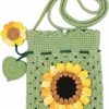 HNOMISE Hnomise Handmade Crochet Sunflower Blossom Phone Bag Knitted Bag For Women Shoulder Handbags