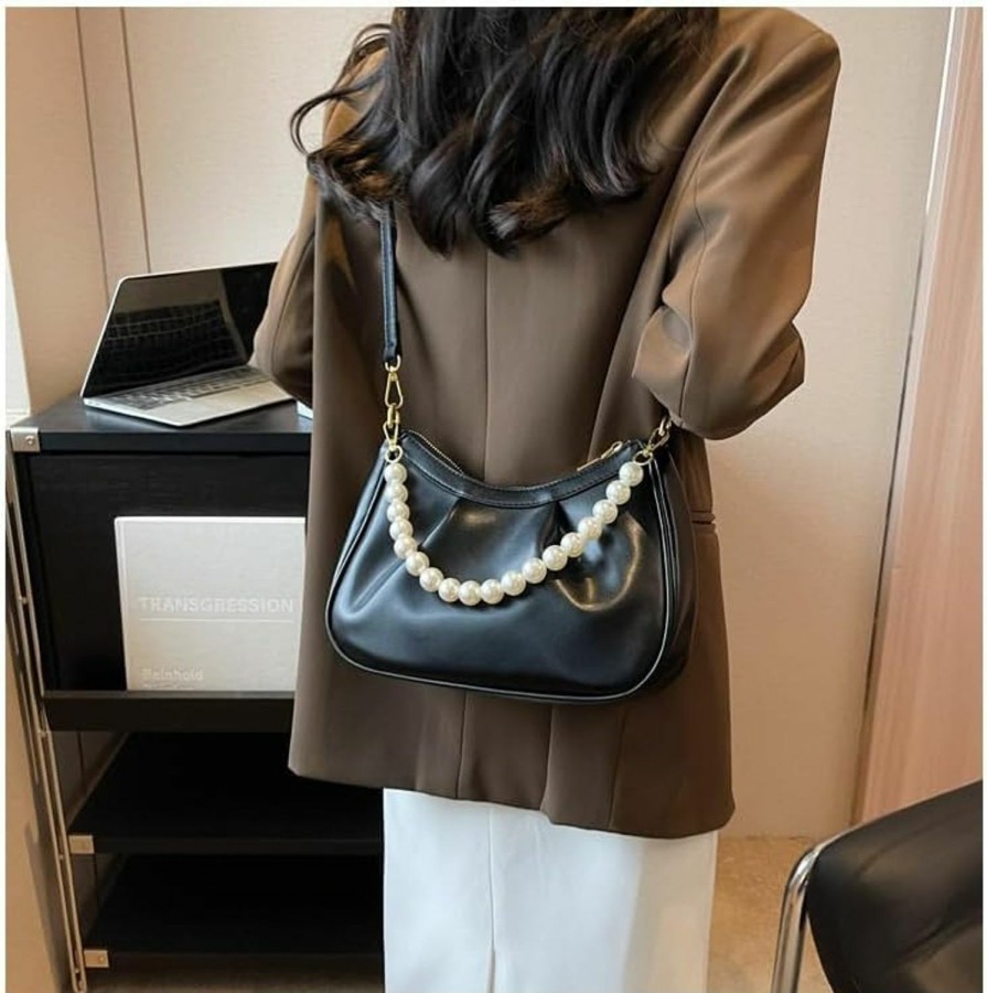 CHICUIQY Chicuiqy Women Shoulder Bag Dumpling Crossbody Purse Large Handbag With Detachable Pearl Strap Shoulder Handbags