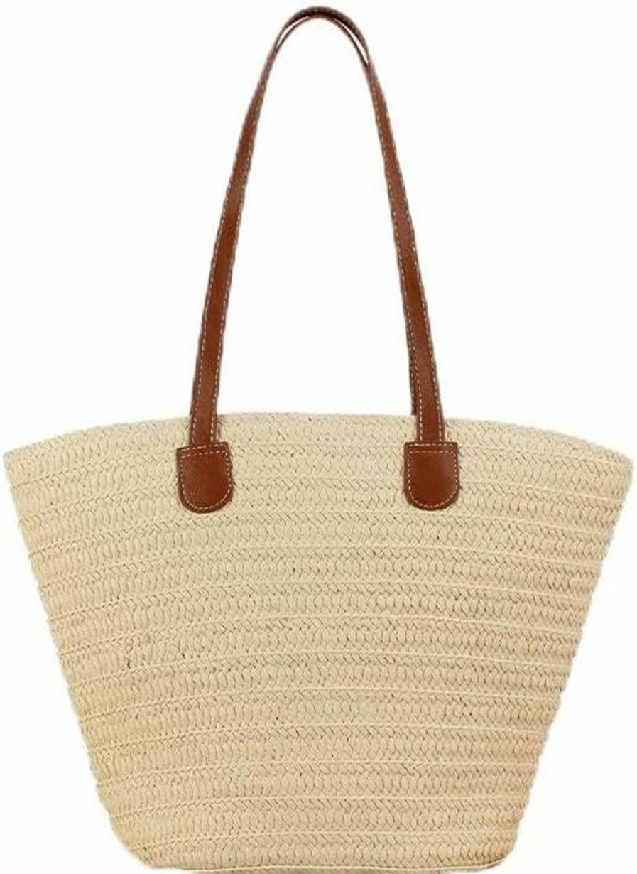 YYW Straw Bag Women Rattan Woven Shoulder Handbag Summer Beach Bag Top Handle Big Capacity Travel Tote Shoulder Handbags