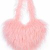 Solyinne Women'S Faux Fur Shoulder Bag Fleece Retro Shoulder Bag Fluffy Crossbody Bag Bag Love Shape Solid Color Purse Shoulder Handbags