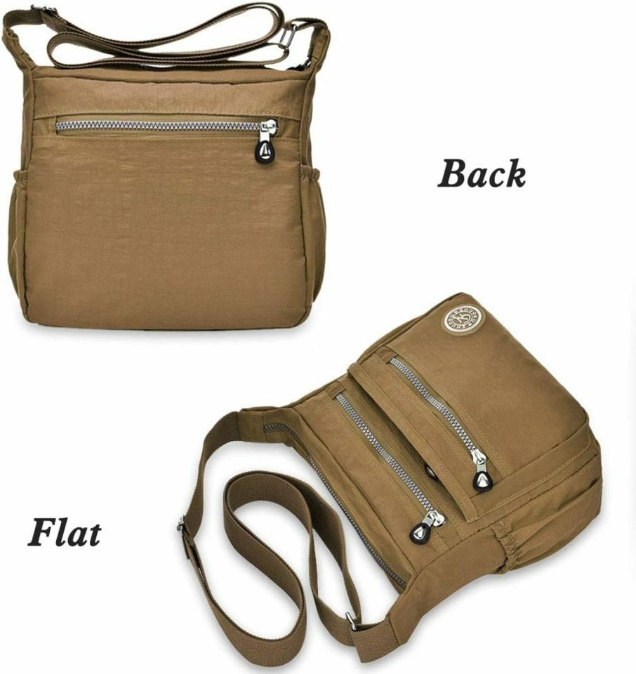 LassZone Lasszone Casual Multi Pocket Nylon Messenger Bag Light Weight Canvas Crossbody Shoulder Waterproof Ladies Travel Handbag Shoulder Handbags