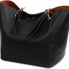 Valleycomfy Valleycomfy Tote Bag Leatherette Shoulder Bags Purse For Women With Detachable Straps Handbags Large Capacity, Black Shoulder Handbags