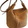 Gets Handwoven Round Rattan Bag Straw Crossbody Shoulder Bag For Women Bohemian Straw Tote Bag Beach Carrying Handbag… Shoulder Handbags