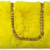 FHQHTH Fhqhth Faux Fox Fur Purse Fuzzy Handbags For Women Evening Handbags Al Alloy Shoulder Strap Shoulder Handbags