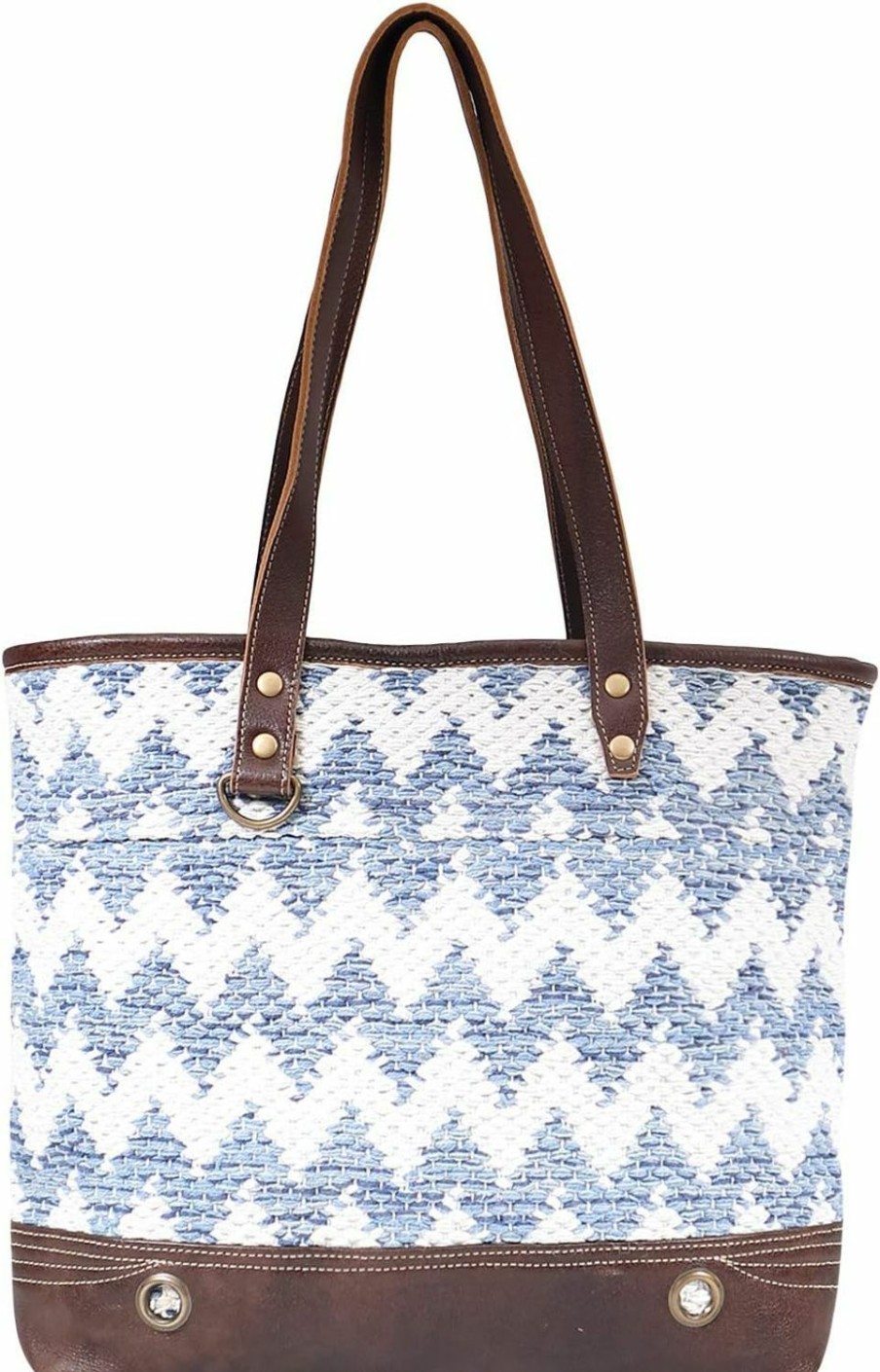 Myra Bag Myra Bag Californian Vibe Upcycled Canvas & Leather Tote Bag S-1624 Shoulder Handbags