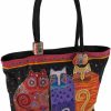 Zeckos Laurel Burch Shoulder Zipper Top, 19 By 5 By 15-Inch, Feline Friends Shoulder Handbags