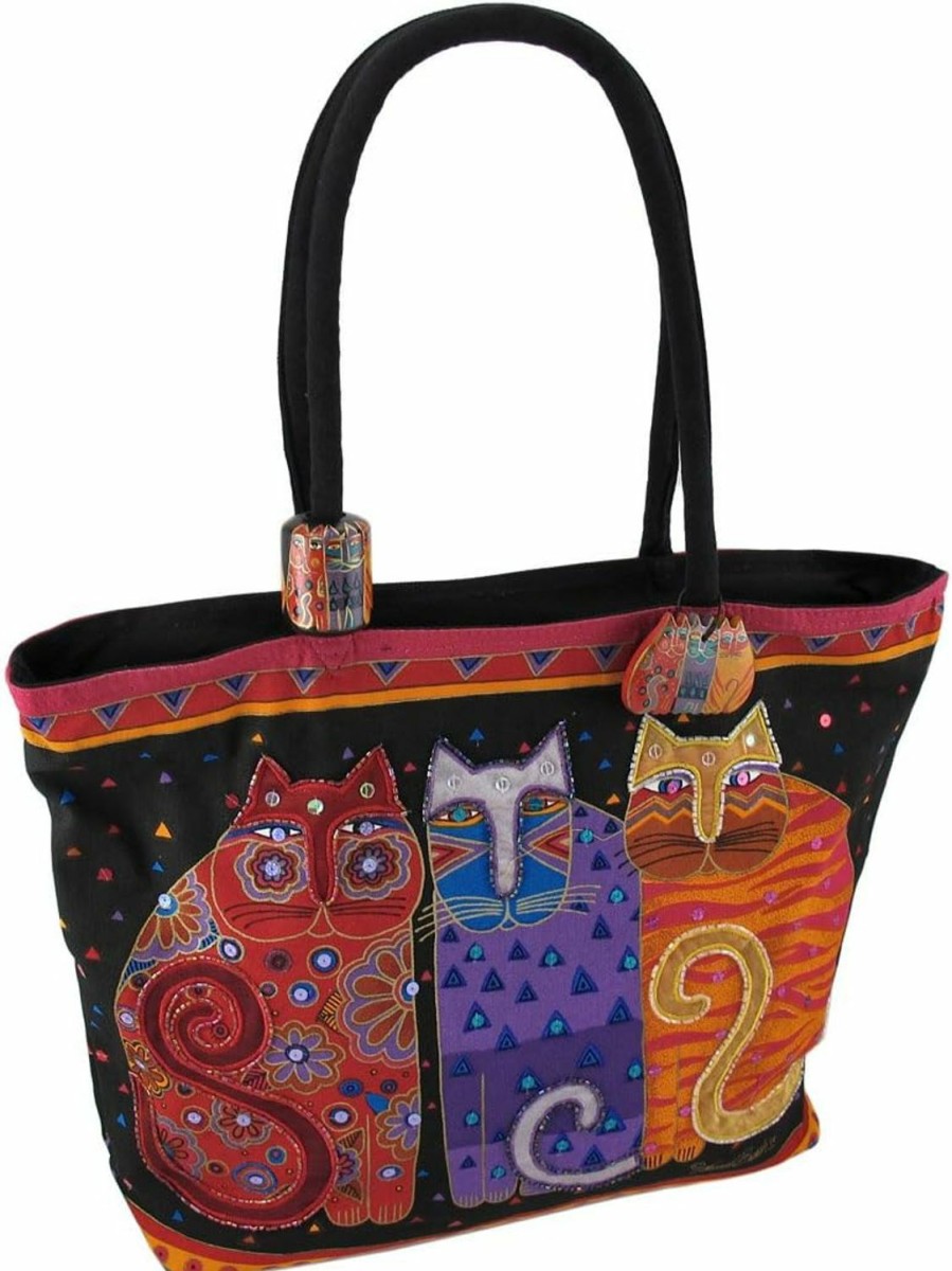 Zeckos Laurel Burch Shoulder Zipper Top, 19 By 5 By 15-Inch, Feline Friends Shoulder Handbags