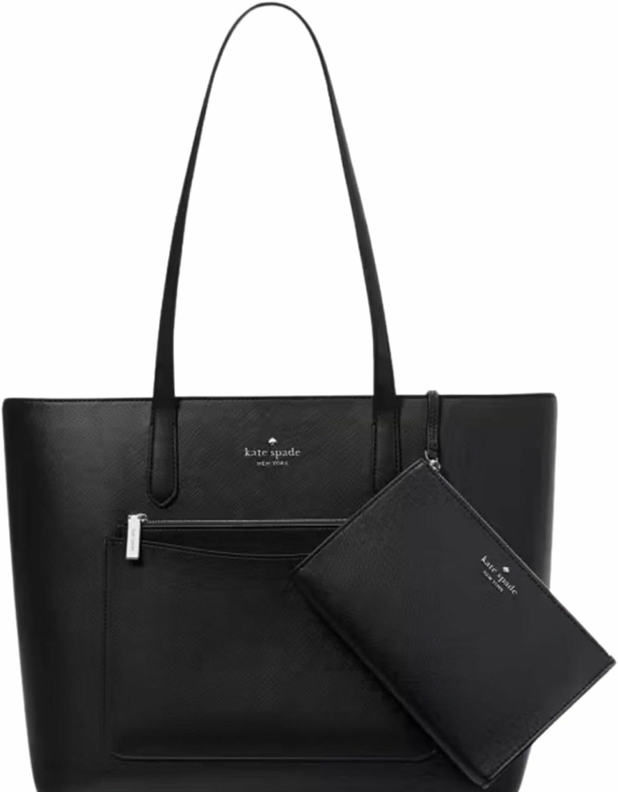 Kate Spade New York Kate Spade Staci Tote And Wristlet 3 Piece Set (Black) Shoulder Handbags