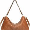 JINMANXUE Woven Bag For Women, Fashion Top Handle Shoulder Bag Soft Vegan Leather Shopper Bag Shoulder Handbags