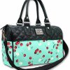 Liquorbrand Daisy Cherry Green Women'S Bowler Bag Purse Quilted Faux Leather Handbag With Adjustable Shoulder Strap 12\"X8\"X6\" Shoulder Handbags