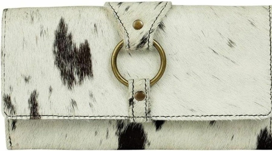 Myra Bag Myra Bag Women'S Wallets - White Alone Rfid Blocking Wallet For Women, Black And White Cowhide Hairon And Leather Wallets For Women, Credit Card Holder For Women, Ladies Wallet Shoulder Handbags