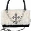 FONETTOS Fonettos Y2K Gothic Punk Handbag Indie Cross Studded Shoulder Bag Egirl Woman Purse Cool Girl Crossbody Fluffy Bag Faux Fur Shoulder Handbags