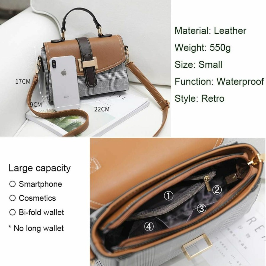 zhongningyifeng Zhongningyifeng Crossbody Purse For Women Shoulder Bag Leather Waterproof Retro Fashion Handbag Small Shoulder Handbags