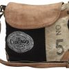 Myra Bag Myra Bag The Chicago Upcycled Canvas & Leather Shoulder Bag S-0947 Shoulder Handbags