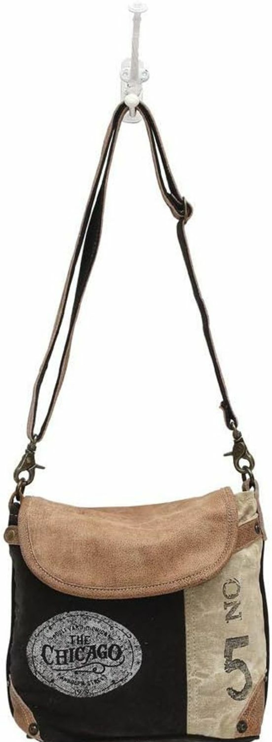 Myra Bag Myra Bag The Chicago Upcycled Canvas & Leather Shoulder Bag S-0947 Shoulder Handbags