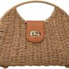 Halemet Straw Crossbody Bag For Women Hand Woven Rattan Beach Handbag Top Handle Shoulder Bags Purse For Travel Vacation Shoulder Handbags