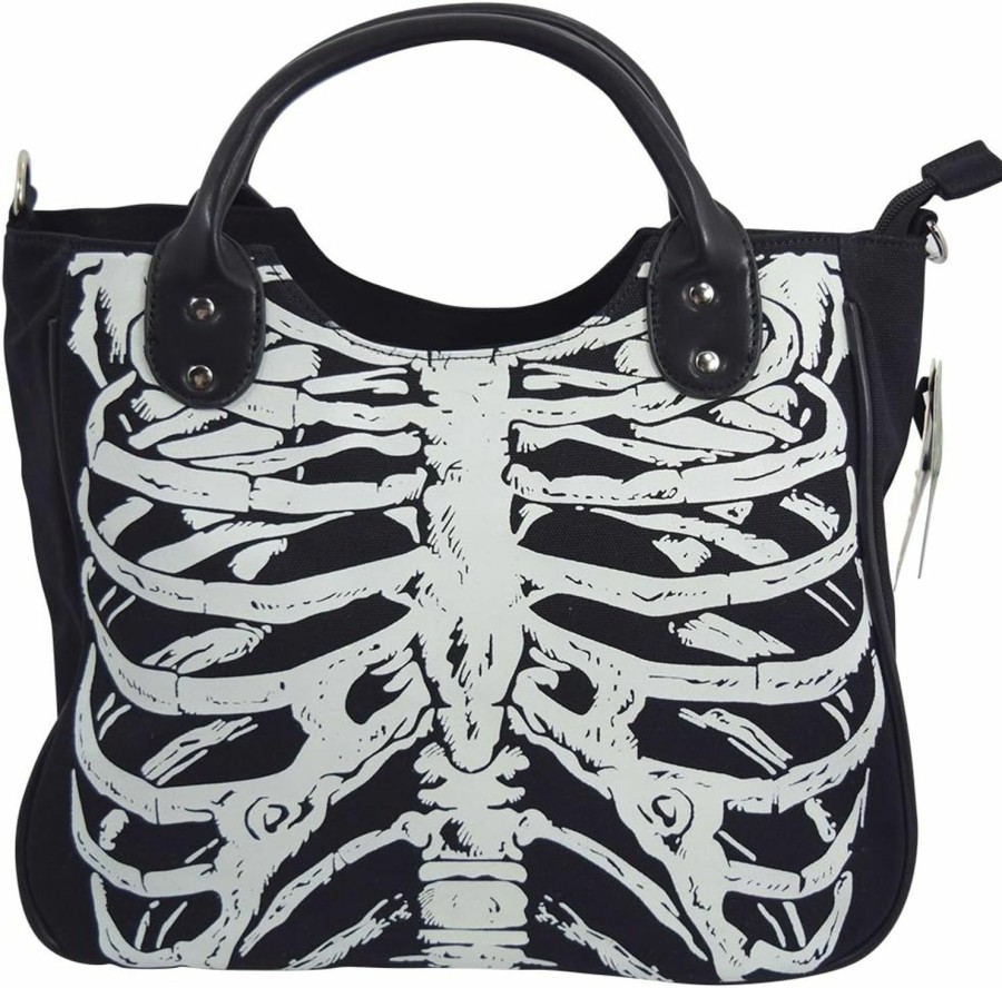 Lost Queen Lost Queen Goth Ribcage Skeleton Glow In The Dark Shoulder Bag Shoulder Handbags