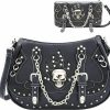 WESTERN ORIGIN Western Origin Punk Gothic Skull Chain Crossbody Handbag Removable Strap Purse Women Single Shoulder Bag/Wallet Black Shoulder Handbags