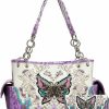 WESTERN ORIGIN Western Style Springtime Embroidery Butterfly Floral Leather Totes Purse Country Handbag Women Shoulder Bag Wallet Set Shoulder Handbags