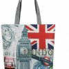 CutePaw London British Flag Women'S Large Cotton Canvas Tote Bag Handbags Top-Handle Bags Shoulder Shopping Bags London One Size Shoulder Handbags