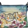 Anna by Anuschka Anna By Anuschka Medium Crossbody, Three Kittens Blue Shoulder Handbags