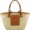 QTKJ Qtkj Summer Beach Bag, Handwoven Straw Bag, Basket Bag Leather Panels Hand Bag, Straw Crossbody Bags For Women Rattan Shoulder Bag Shoulder Handbags