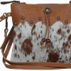 Myra Bag Myra Bag Small Zip Top Brown Cow Shoulder Handbags