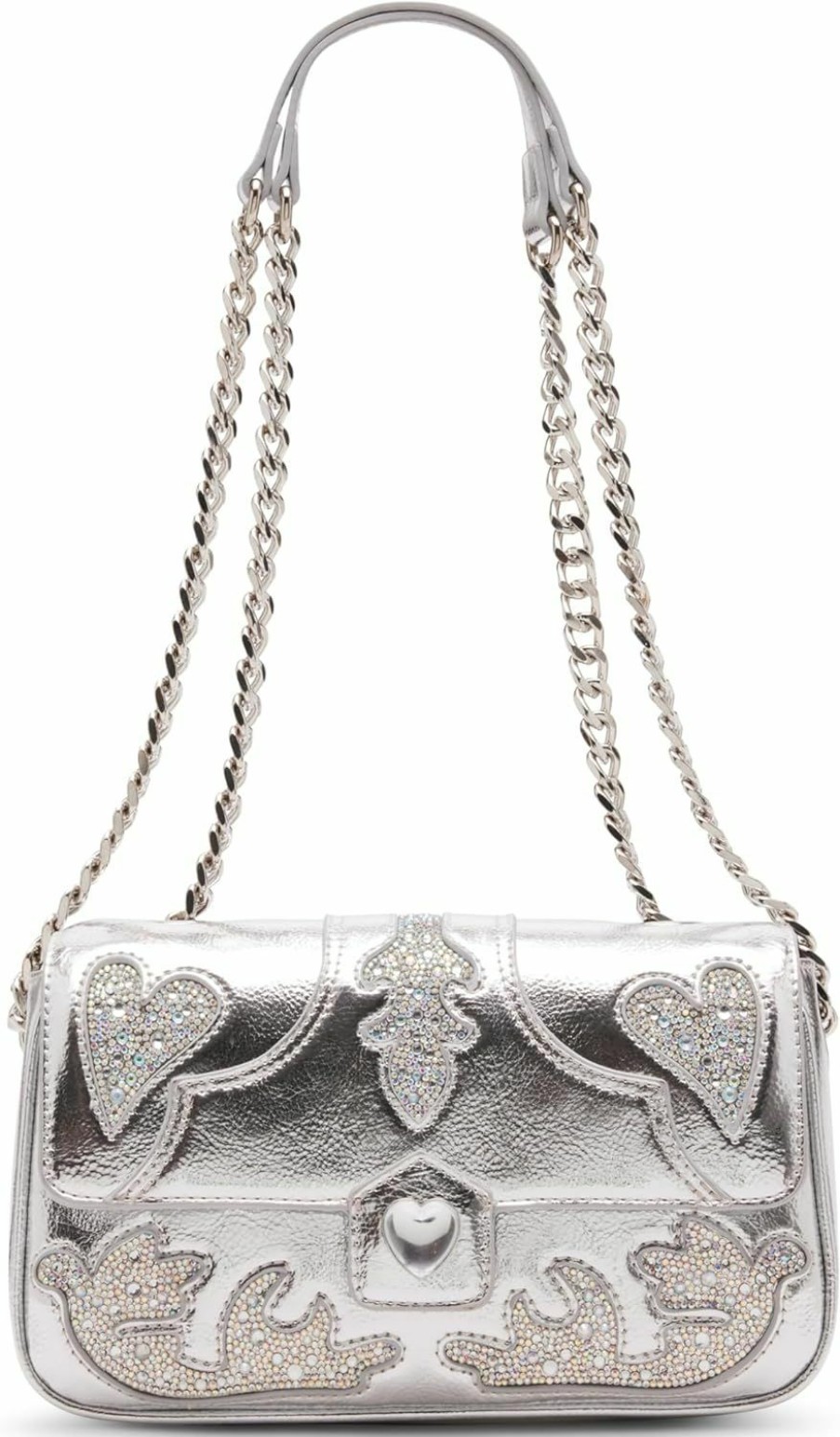 Betsey Johnson Betsey Johnson Rodeo Rhinestones Flap Bag, Silver Shoulder Handbags