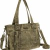 Montana West Montana West Tote Bag For Women Washed Leather Multi Pocket Shoulder Purses With Crossbody Strap Shoulder Handbags