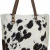 Myra Bag Black And White Impression Genuine Hair On Leather Tote Bag Shoulder Handbags