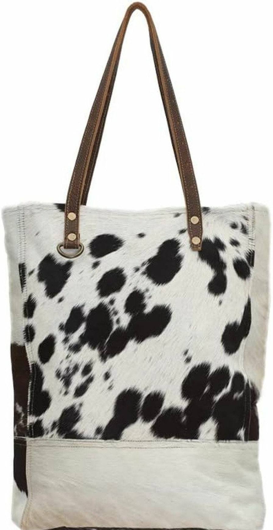 Myra Bag Black And White Impression Genuine Hair On Leather Tote Bag Shoulder Handbags