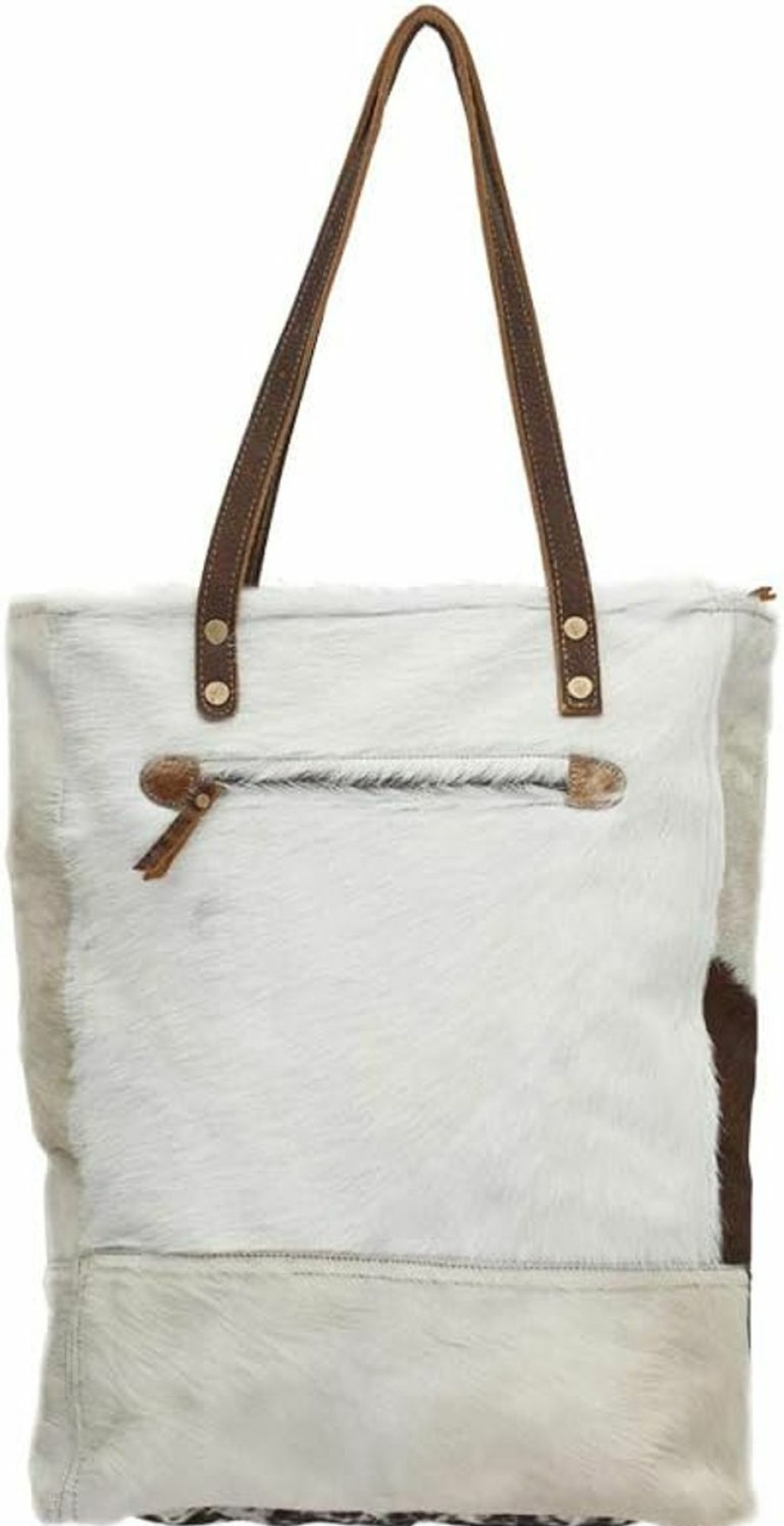 Myra Bag Black And White Impression Genuine Hair On Leather Tote Bag Shoulder Handbags