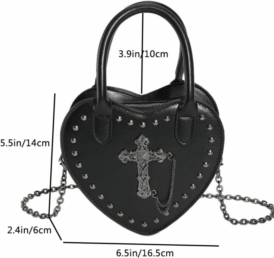 Ftchangfang Ftchangfang Gothic Punk Purse Bag Y2K Heart Cute Lolita Shoulder Bag For Women Shoulder Handbags