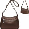 YALUXE Yaluxe Real Leather Shoulder Bags For Women Medium Size Crossbody Handbag Purse With Multi Zip Pockets Shoulder Handbags