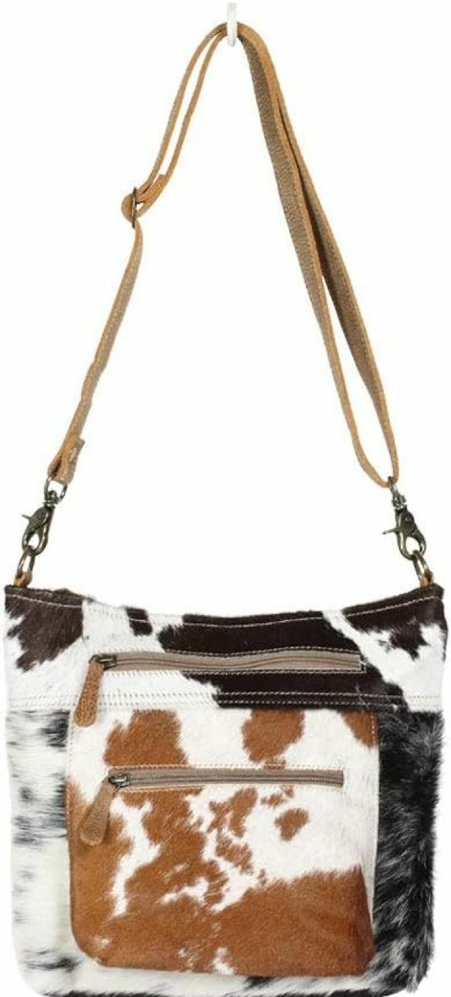 Myra Bag Myra Bag Double Zipper Two-Tone Cowhide Shoulder Bag S-1290 Shoulder Handbags