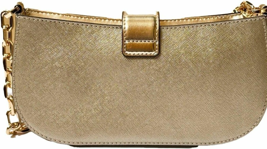 Michael Kors Michael Kors Women'S Carmen Small Leather Pouchette Shoulder Bag (Pale Gold) Shoulder Handbags