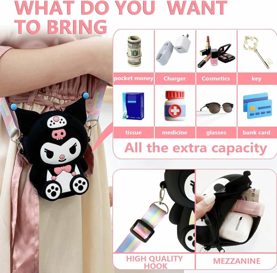 CZZLYJ Czzlyj Kawaii Accessory Cartoon Bag Anime Shoulder Bag Cute Wallet With Lanyard Anime Wallet Girl Birthday Gift Shoulder Handbags